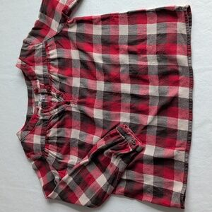 Bonpoint Long Sleeved Plaid Flannel 1/4 Button Shirt Girl's Size 8